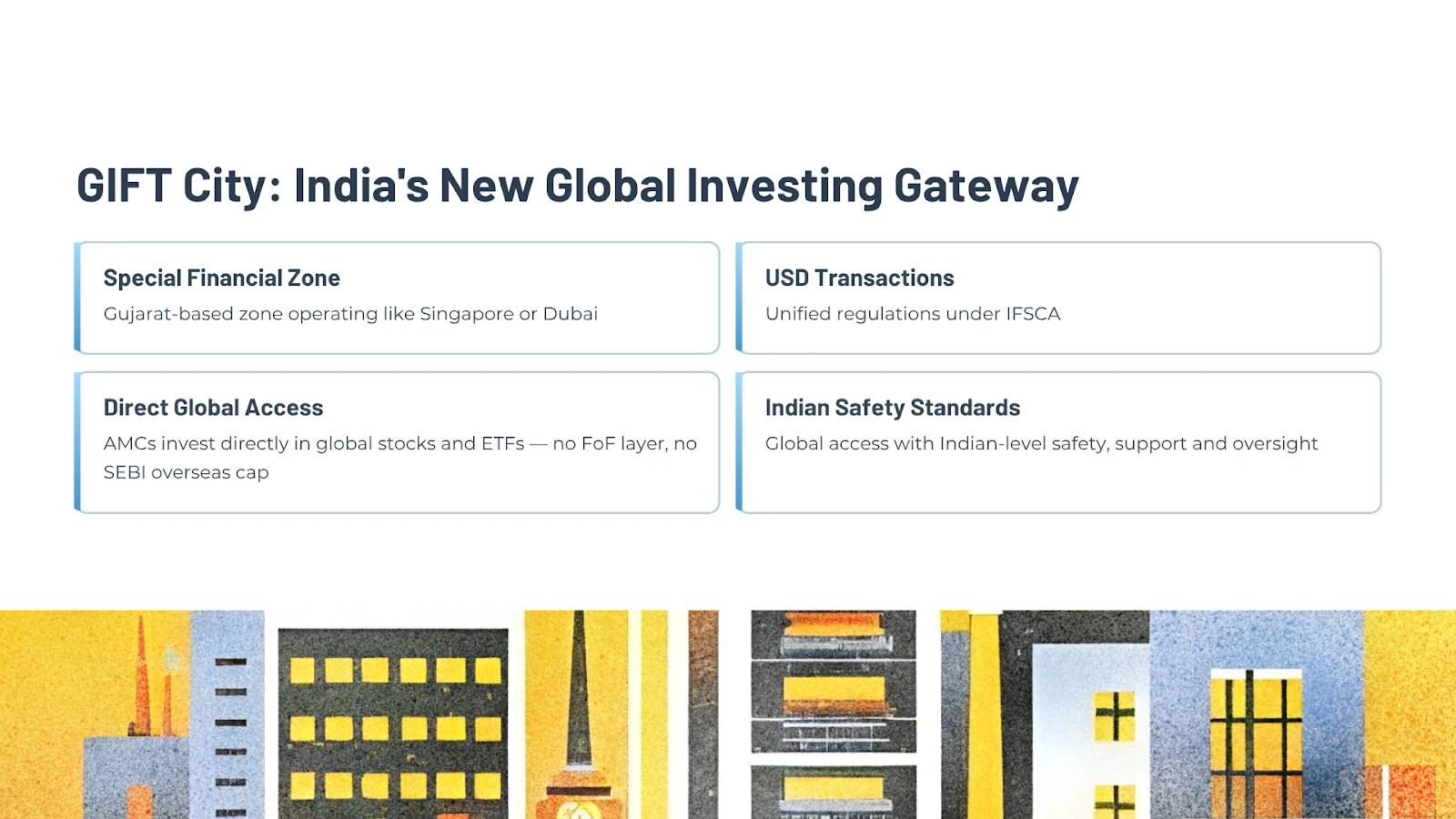 GIFT City: India's New Global Investing Gateway — special financial zone with USD transactions and direct global access