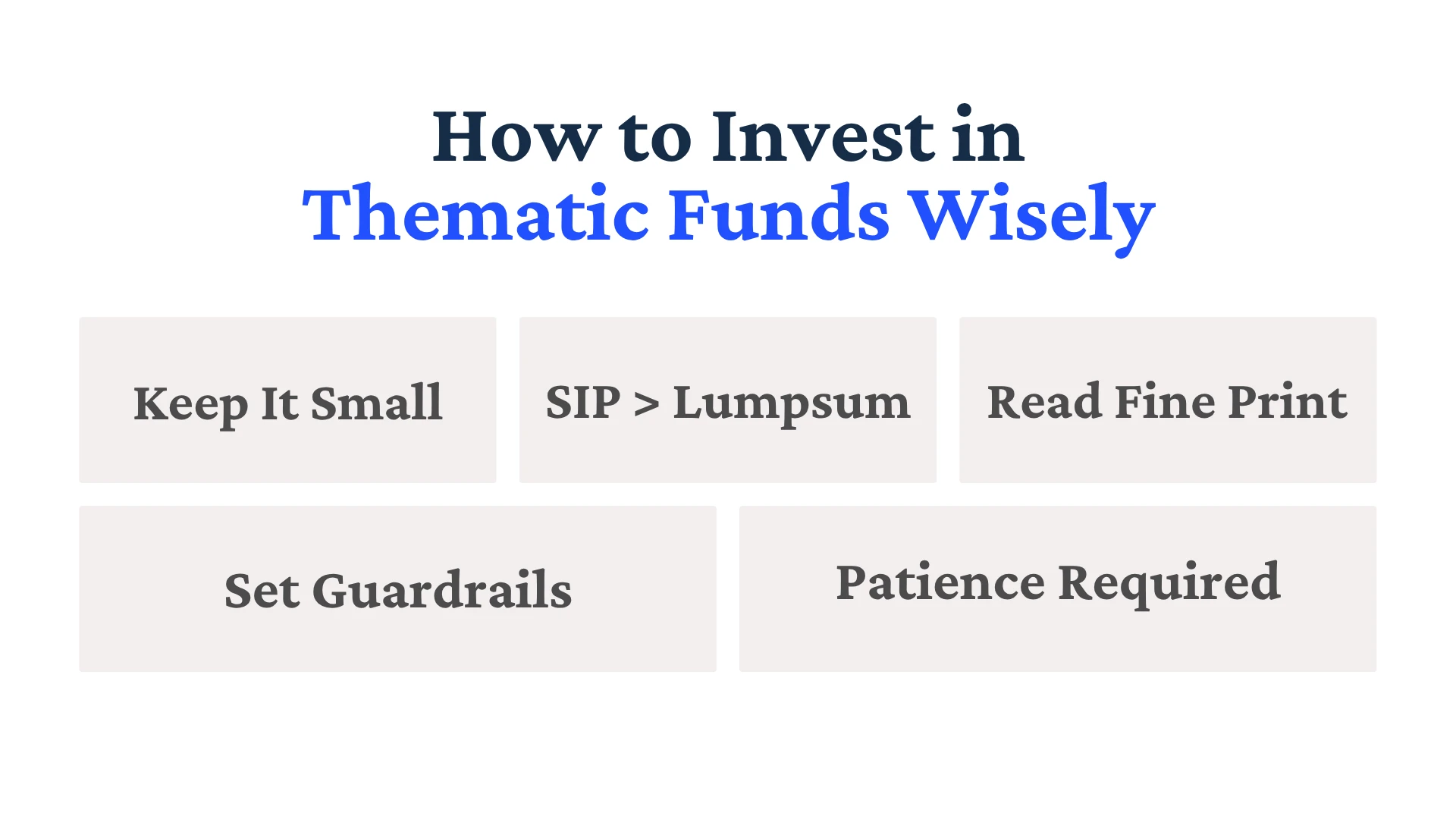 How to Invest in Thematic Funds Wisely — keep it small, SIP over lumpsum, read fine print, set guardrails, and patience required